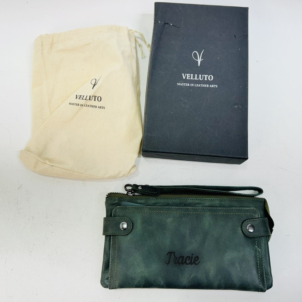 Velluto Leather Bi-Fold Wallet with Phone Holder Slot. "TRACIE" Personalized